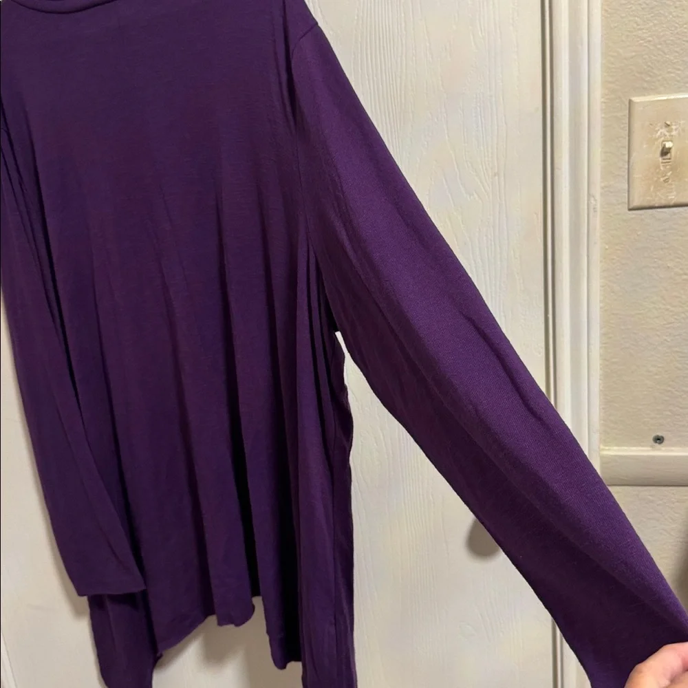 Terra & Sky Women's Plus Size Slub Sharkbite Tunic‎ Length Cowlneck Knit Top 4X